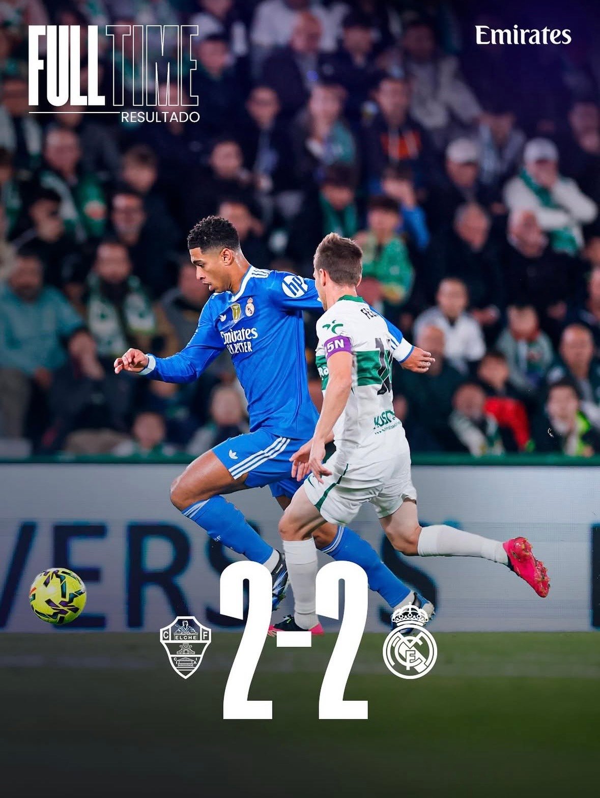 Dos empates seguidos en La Liga: el Real Madrid empata 2-2 como visitante ante el Elche