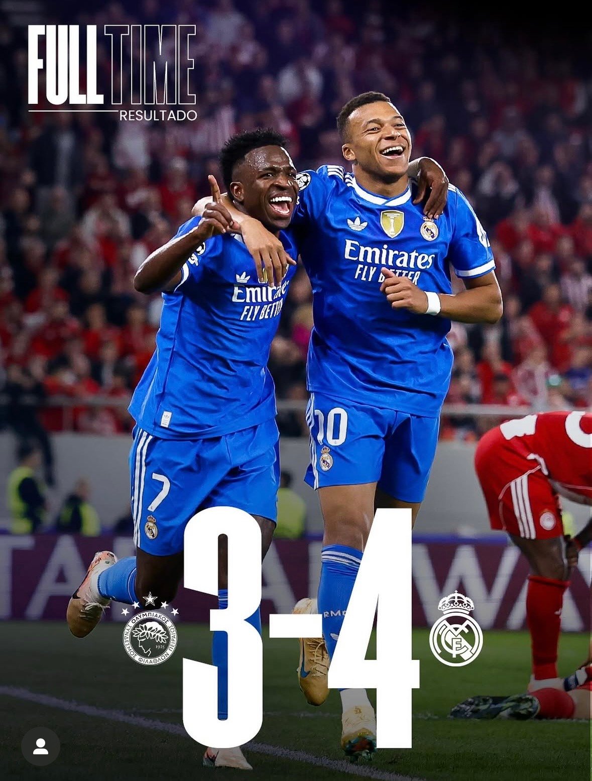 ¡Victoria difícil! El Real Madrid vence 4-3 como visitante al Olympiacos