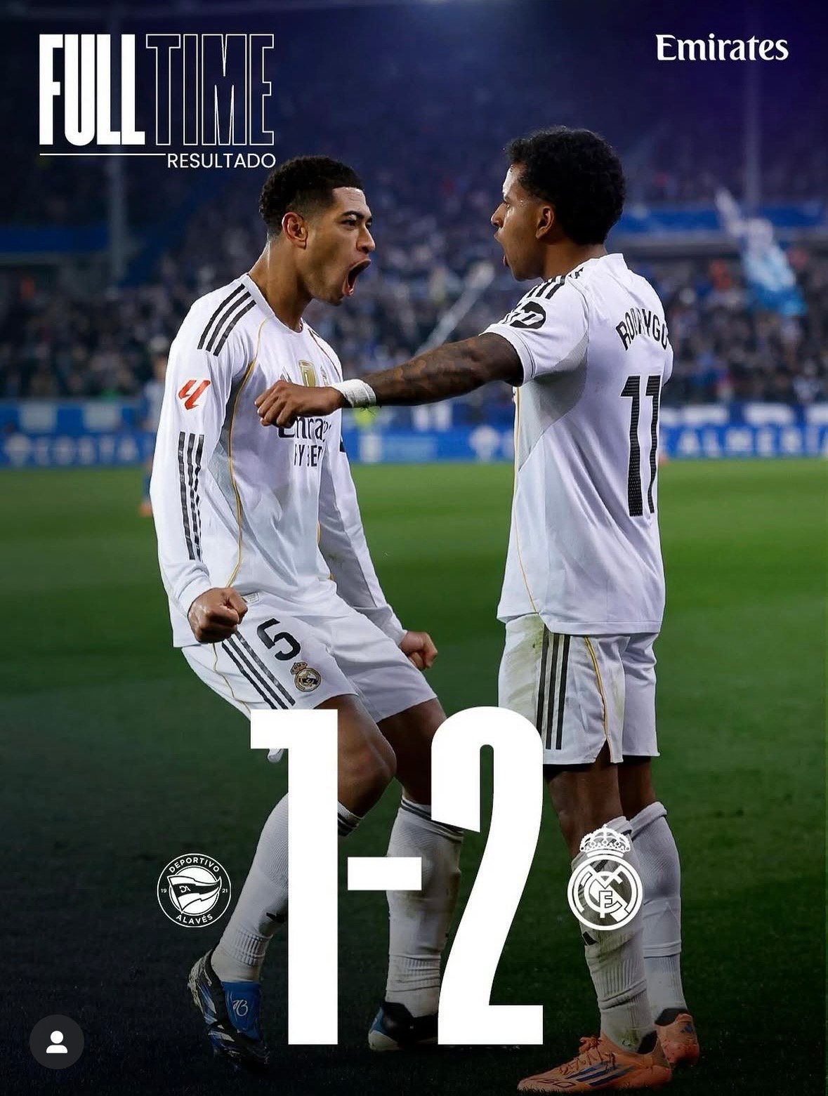 Rodrigo marca por segundo partido consecutivo: el Real Madrid vence 2-1 como visitante al Alavés