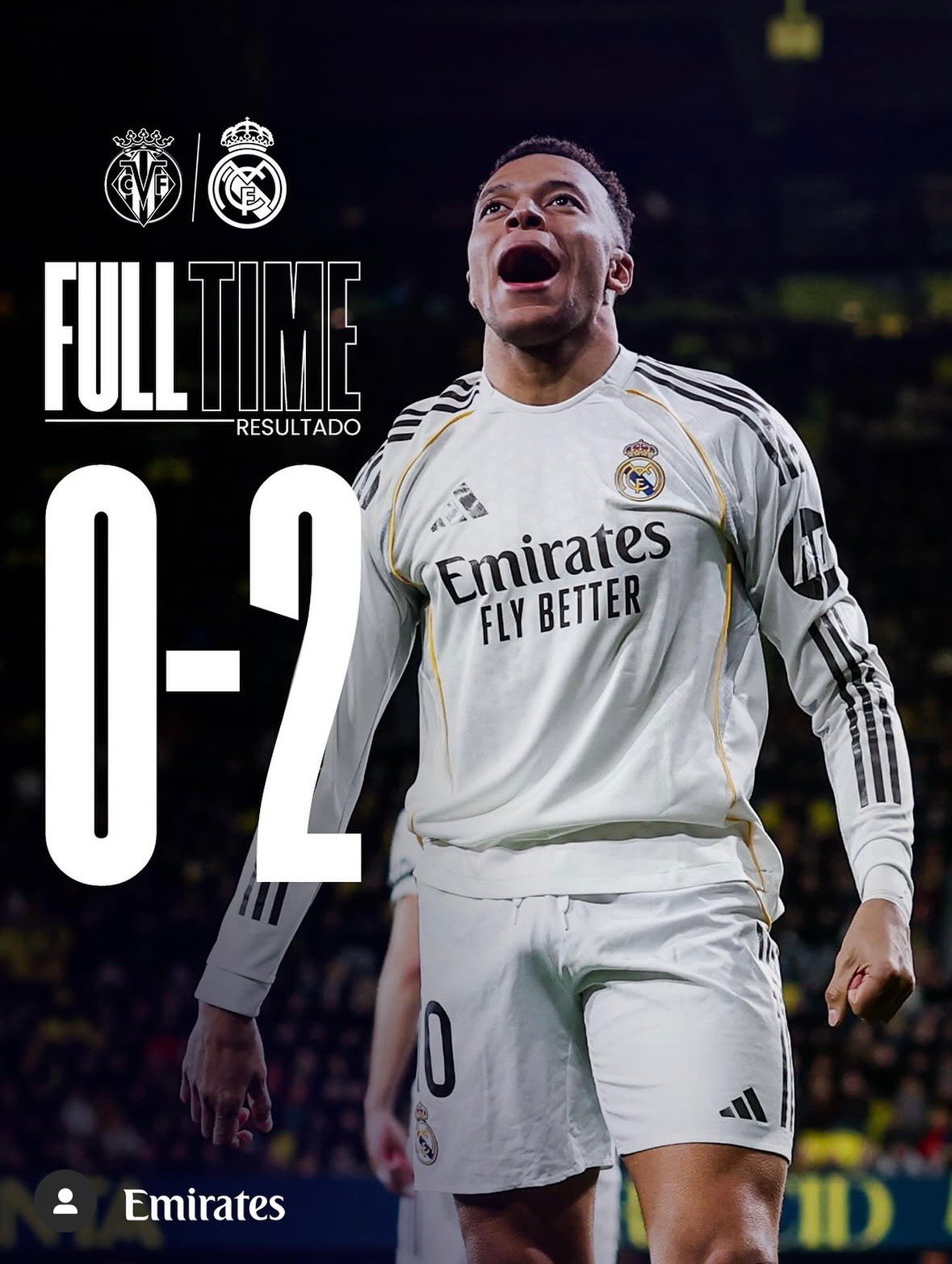 Mbappé marca dos goles y el Real Madrid vence 2-0 al Villarreal como visitante.