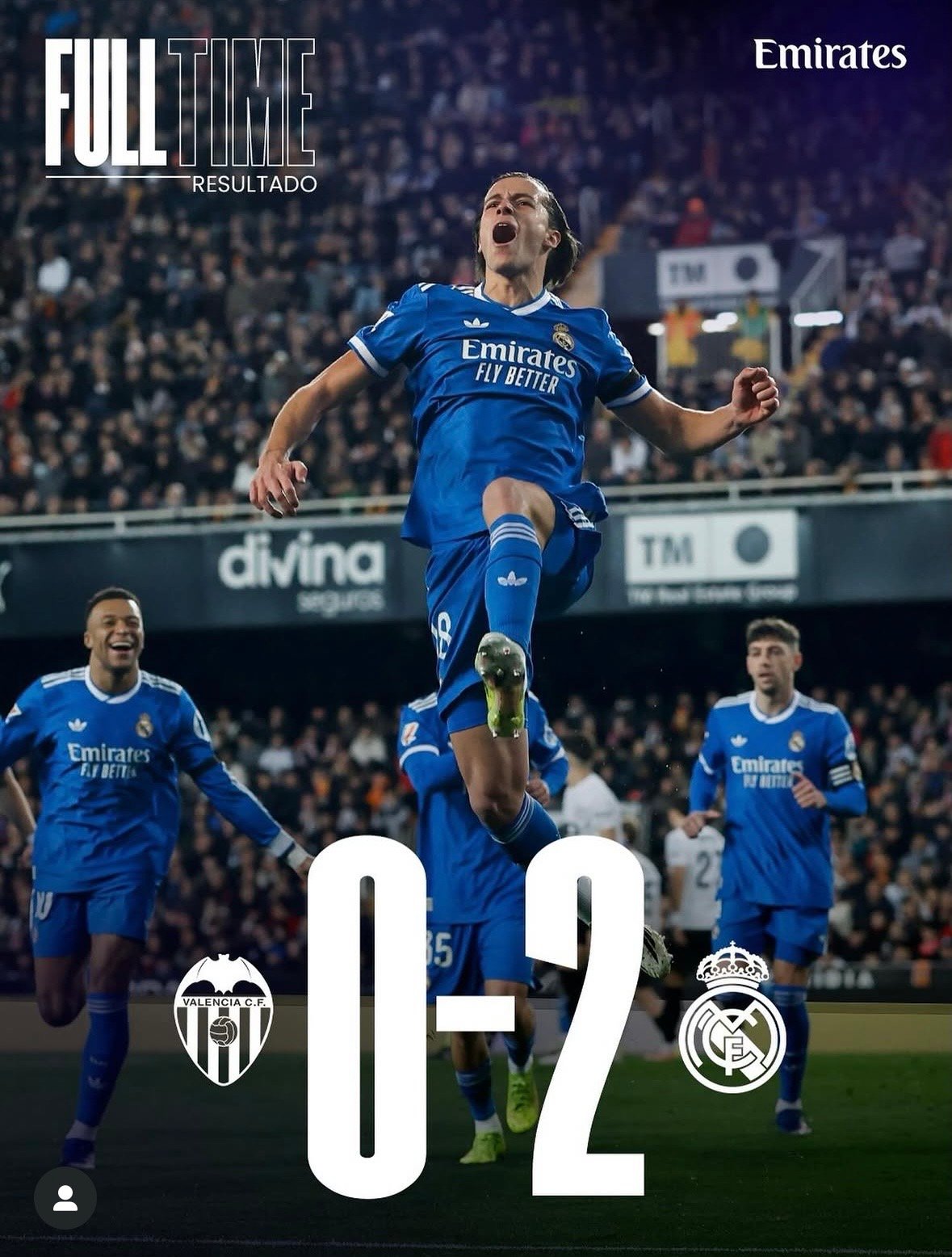 Kylian Mbappé ha marcado en seis partidos consecutivos y el Real Madrid venció al Valencia 2-0 como visitante.