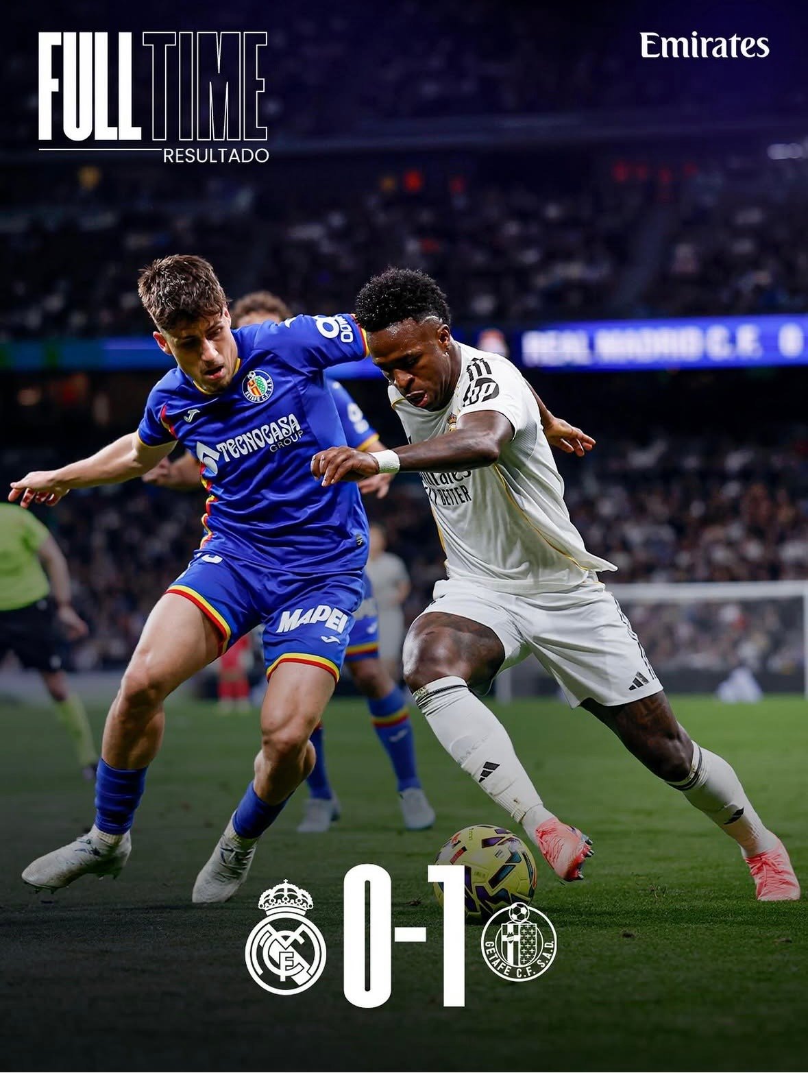 Dos derrotas consecutivas en La Liga, el Real Madrid perdió 0-1 ante el Getafe en casa