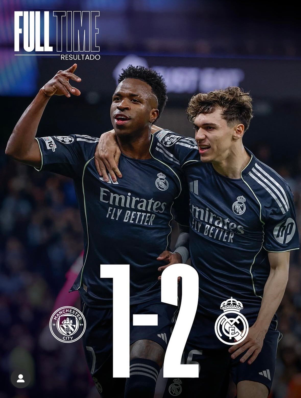 ¡Clasificados a cuartos de final! El Real Madrid venció 2-1 al Manchester City en el Etihad Stadium