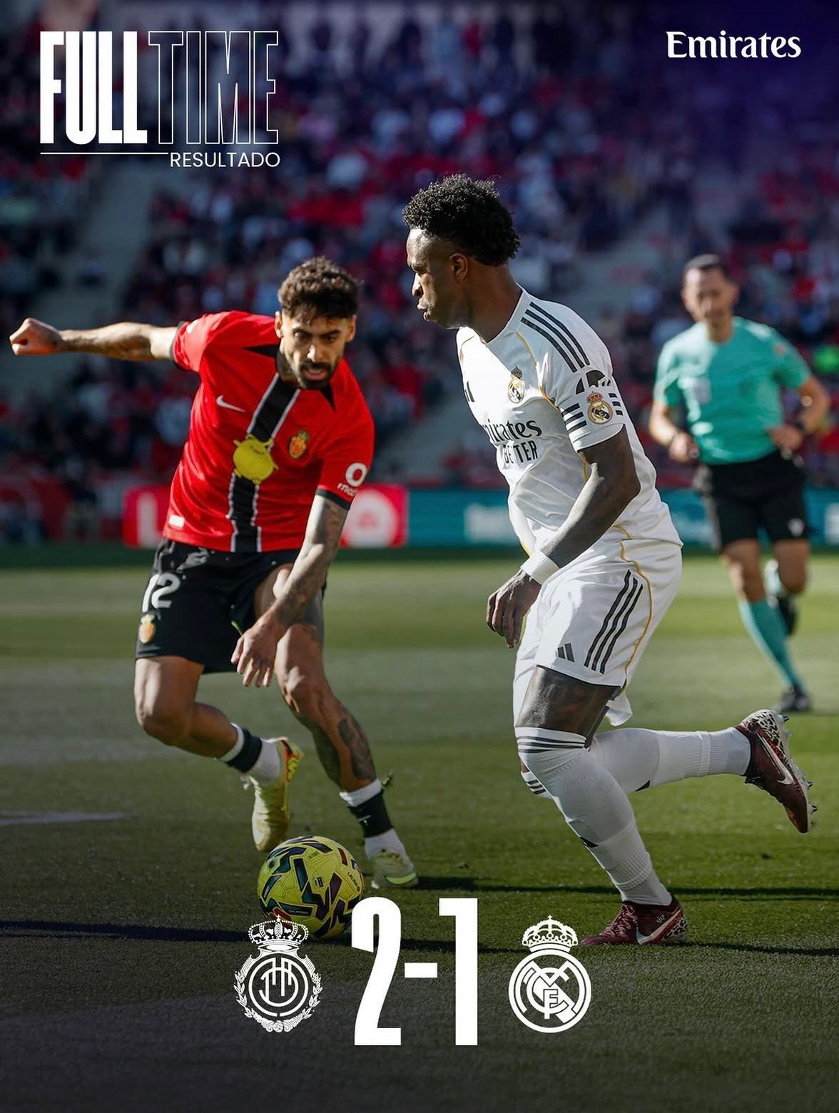 ¡Derrotados en el último instante! El Real Madrid cayó 1-2 ante el Mallorca fuera de casa