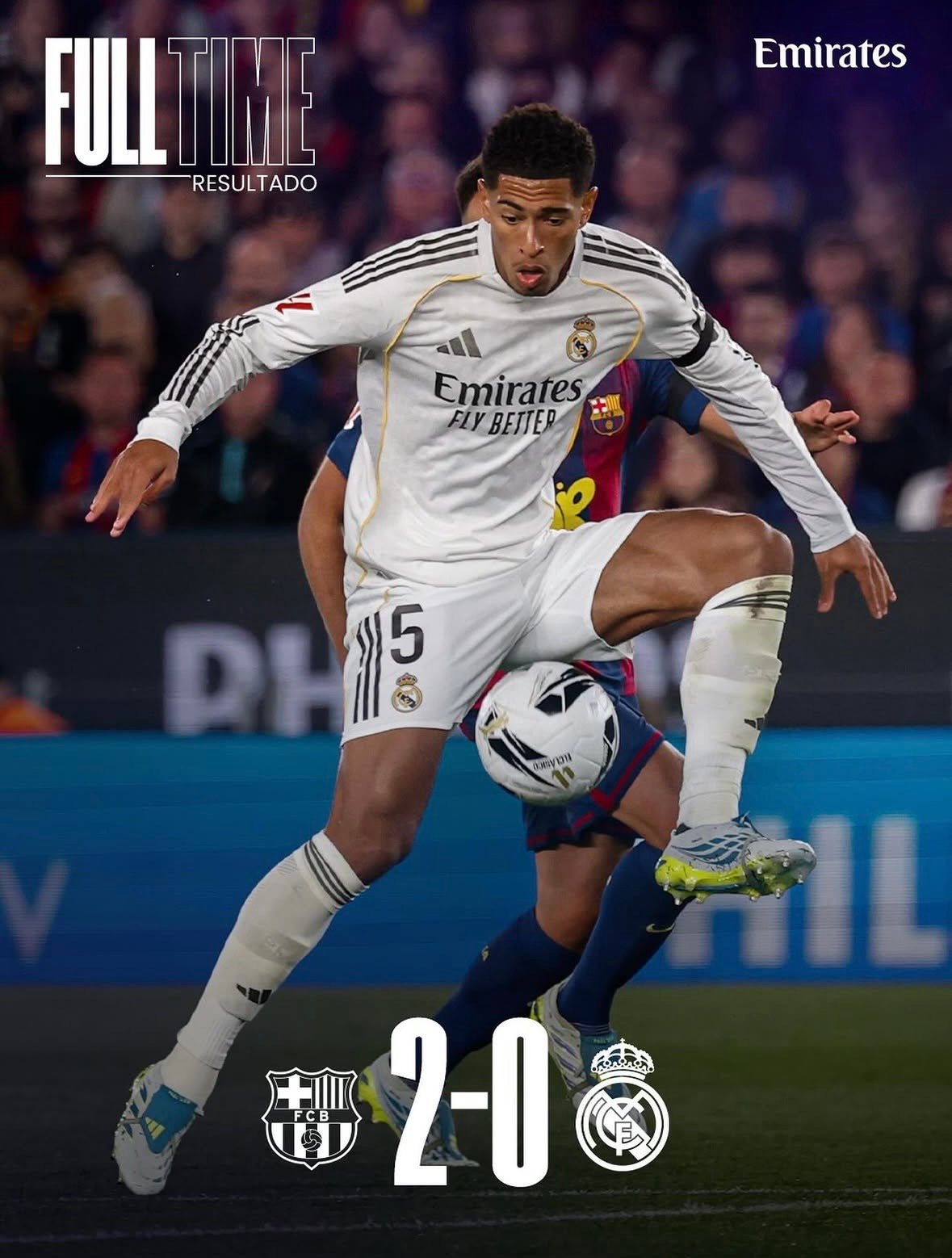 Ver cómo su máximo rival se corona campeón, el Real Madrid cayó 0-2 ante el Barcelona fuera de casa